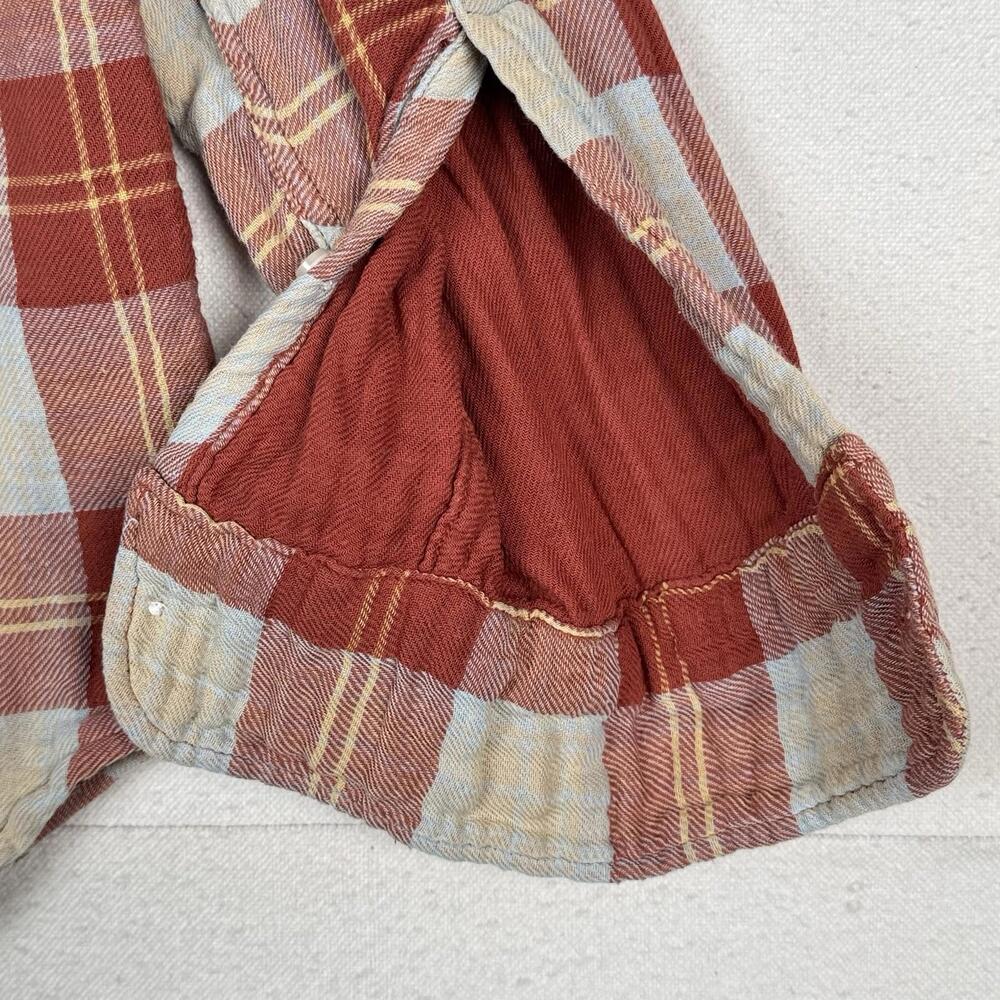 J.Crew Shirt Men’s L Double Weave Slim Fit Plaid Shirt Burnt Orange Red - Picture 7 of 9
